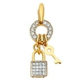 thumbnail image 1 of Key Lock Pendant Solid 14k Yellow Gold Charm CZ Key To My Heart Love Style Polished Finish Fancy 8 x 20 mm, 1 of 1