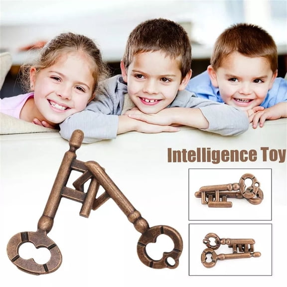 Key Lock Puzzle Classic Metal Brain Teaser IQ Test Toys for Adults Kids Educational Game, 2.76x1.97x0.79 inch, Bronze