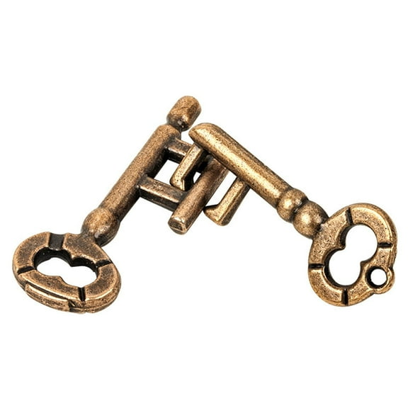 Key Lock Puzzle Classic Metal Brain Teaser IQ Test Toys for Adults Kids Educational Learning Game, 2.76x1.97x0.79 inch, Bronze