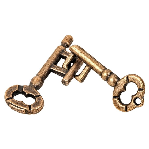 Key Lock Puzzle Vintage Classic Metal Brain Teaser IQ Test Toys For Adults Kids