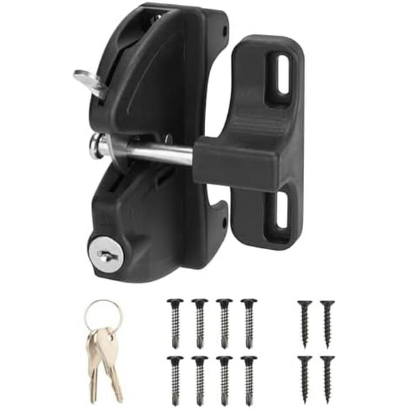 Key Lockable 2 Sided Gate Latch Key,Self Locking Gate Latch Gate Fence for Outdoor Gates,Locking Gate Door Fence Latch Gate Hardware for Metal,Wood,Vinyl Fence,Black Finish