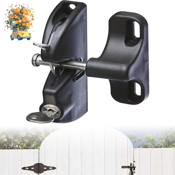 Key Lockable Double  Child & Pet Secure Gate Hardware for Outdoor Garden, Yard & Pool-Sided Gate Latch  Automatic Locking Fence Lock  Black  Plastic