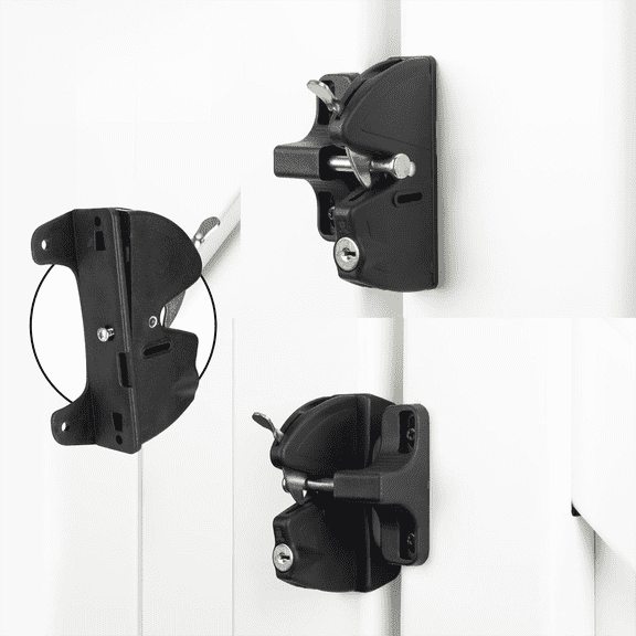 Key Lockable Double Sided Gate Latch, Fence Gate Locks for Outdoor Gates, Self Locking Gate Latch Door Latch, Fence Gate Latch Gate Hardware for Wood, Vinyl, Metal Gates, Black