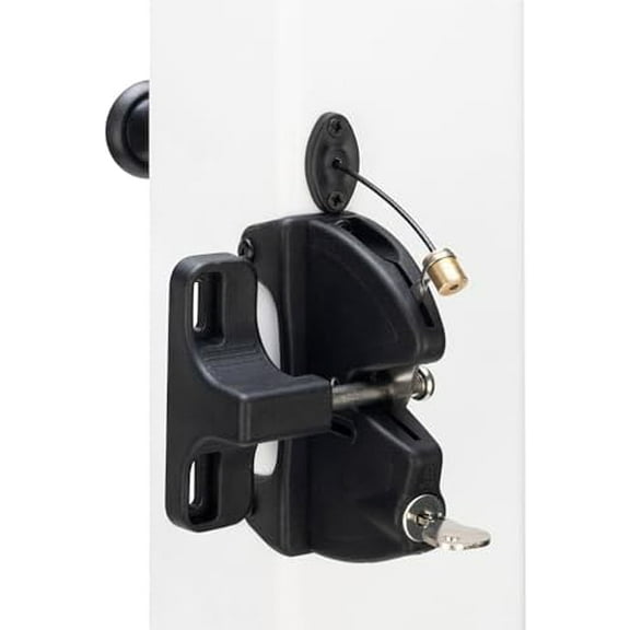 Key Lockable Fence Gate Latch, 2 Sided Gate Lock Latch for Outdoor Fence, Keyed Fence Lock Latch with Spring Loaded Pull Cable, Fence Latch Gate Hardware for Wood, Vinyl, Metal Gates, Black