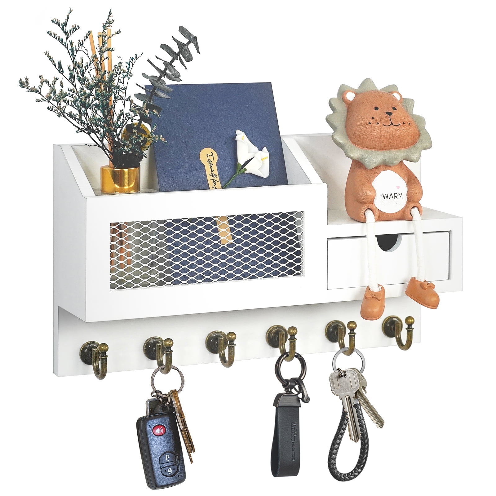 Key Holder for Wall,Dinosam Updated Mail Organizer Wall Mount with ...