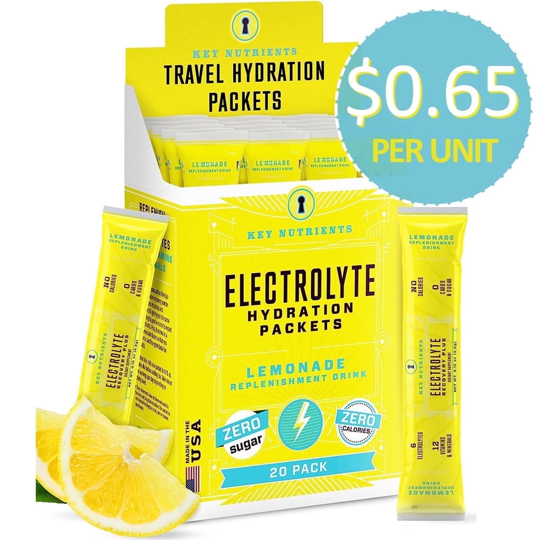 Key Nutrients Electrolytes Powder - Lemonade - Hydration Powder - 20 Travel Packets