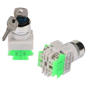 Key Operated 3 Position Key Switch Flame Retardant Long Lifespan 220V 5A LAY37-20Y/31 Suitable for Industrial Use