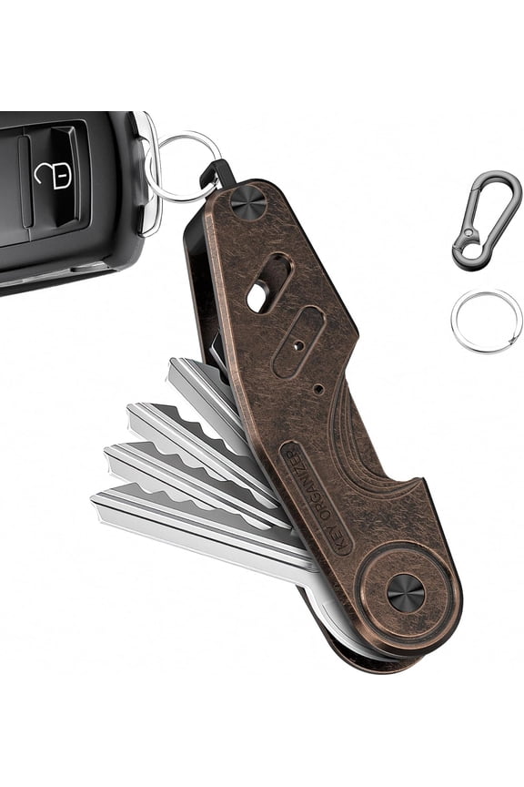 Key Organizer Compact Key Holder, Minimalist Clutter-Free EDC  Keychains, Metal  Key Chain Secures 2-6