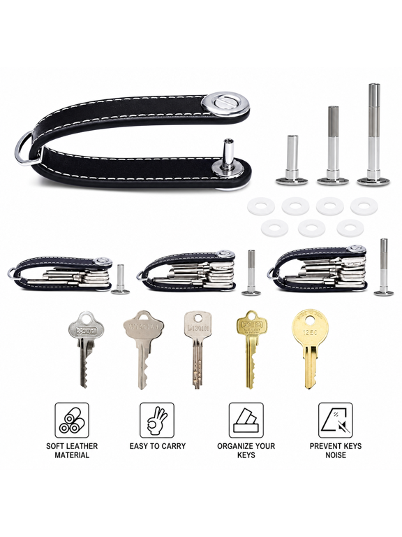 Key Organizer, PU Leather Key Ring, Pocket, Functional and Practical Smart Key Holder, Holds 7-9 Multiple Keys