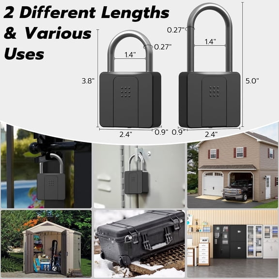 Key Padlock with Fingerprint Bluetooth App  Combination Lock: Large Padlock for Truck Gate Footlocker Gym Locker Outdoor ​ Waterproof Heavy Duty Support iOS Watch