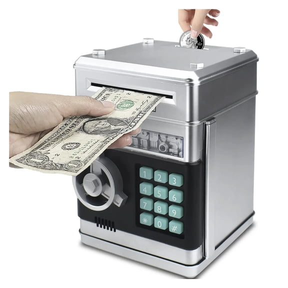 Key Password Lock Mini Electronic Safe Auto Bill Insert Piggy Bank for Kids Gift