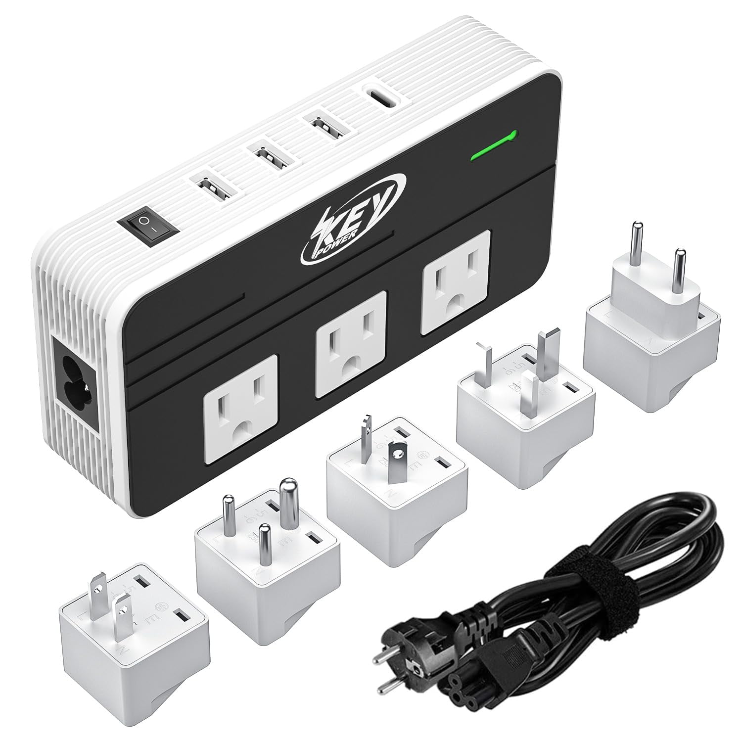 Key Power 230W Step Down 220V to 110V Voltage Converter & International Travel Adapter / Power