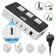 Key Power 230W Voltage Converter Step Down 220V to 110V with USB C PD Port and Worldwide International Universal Travel Adapter US UK AU India Plug Kit