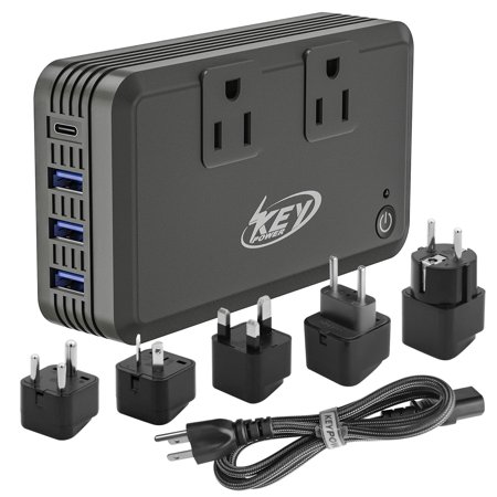 Key Power International Power Converter Travel Kit - 230w Voltage Converter 240V/220V to 120V/110V Travel Adapter Use for USA Appliance Hair Straightener, Overseas in Europe, Australia, UK, Italy