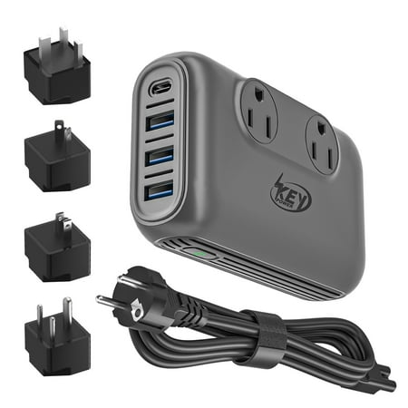 Key Power Power Converter, 230W Step Down 220V to 110V Voltage Converter with USB-C 18W International Travel Adapter Kits for EU UK US AU India More Than 150 Countries