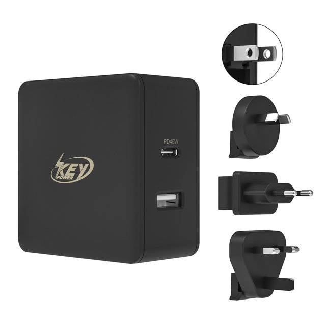 Key Power Type C Foldable Wall Charger, Universal Travel Power Adapter