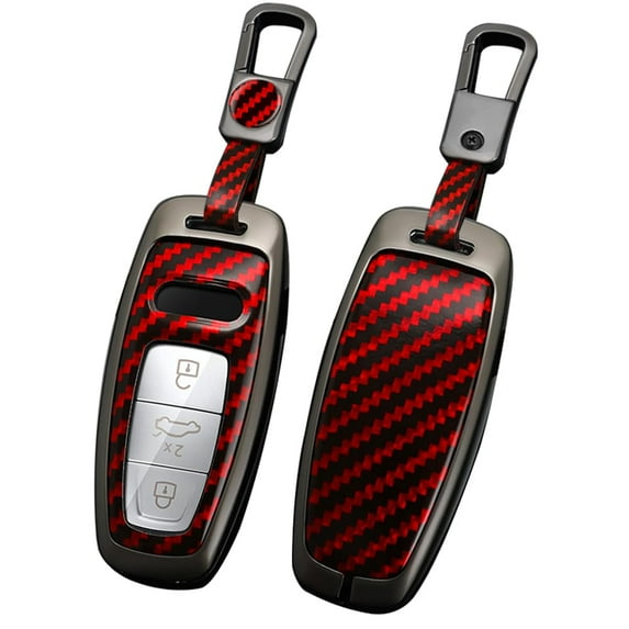 Key Protector Compatible with Audi 2018-up Metal Key Fob Cover for A3 A6 A7 A8 A8L E-Tron Q7 Q8 RS6 RS7 S3 S6 S7 SQ7 SQ8 Smart Remote Key Glove with Carbon Pattern