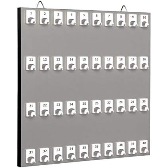 Key Rack, Key Storage # 40PGS with 40 Numbered Hooks and Standard Space (40 Sets of Tag & Ring Included) - Made in USA$$Office