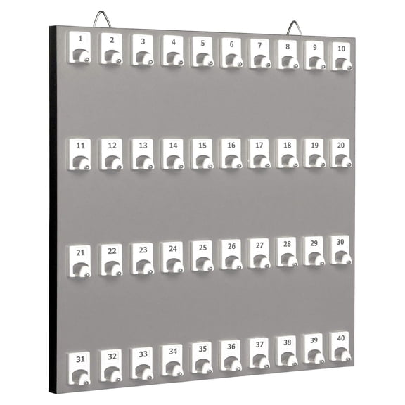 Key Rack, Key Storage # 40PGS with 40 Numbered and Standard Space (40 Sets of & Ring Included) - Made in USA