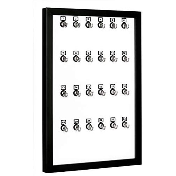 Key Rack, Keystand # 24MNF, 24 Bolted Hooks with Numberplate, Extra Space, Wood Frame and Adjustable Hangers for Executive Offices (24 Sets of Tag & Ring Included)$$Office