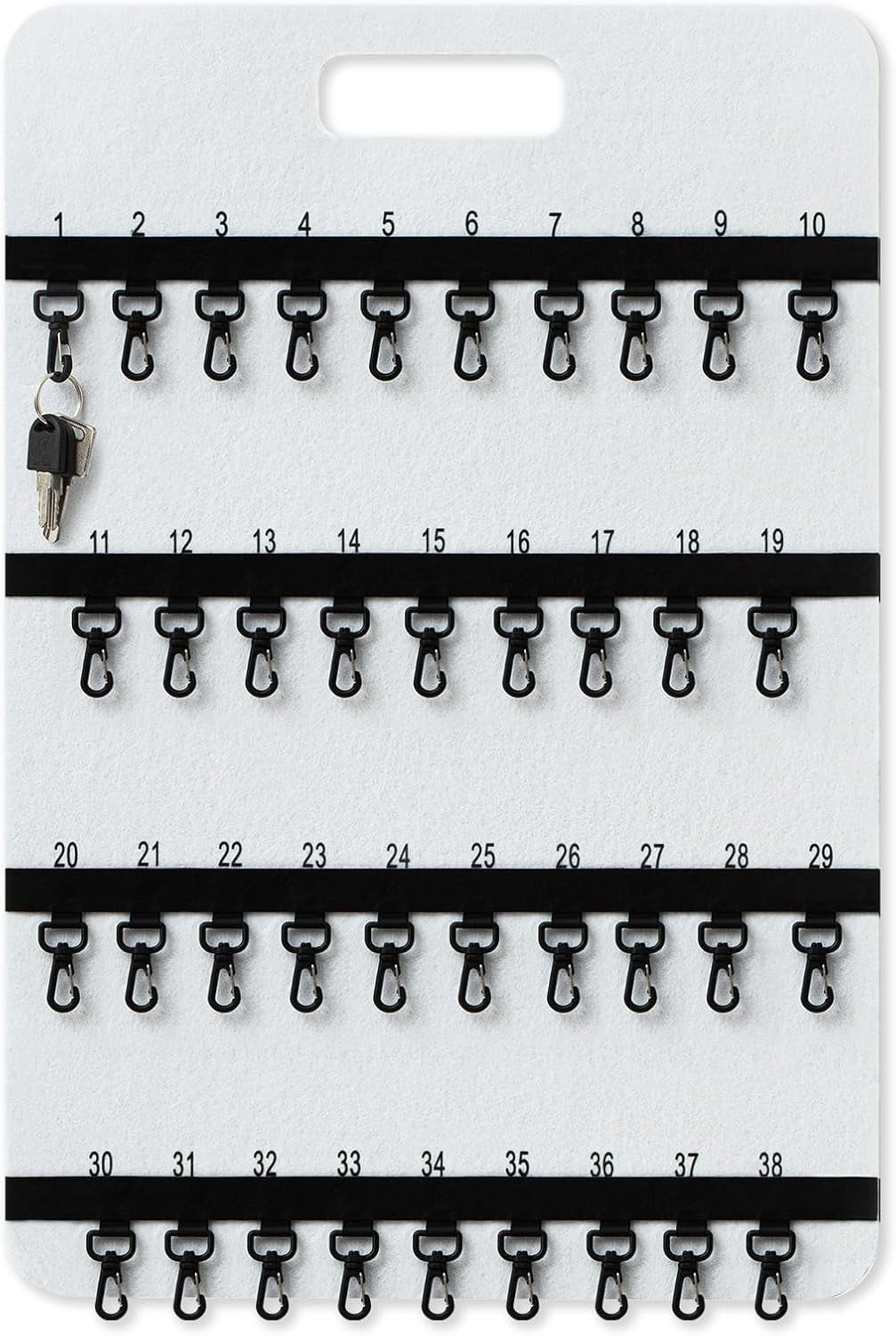 Key Rack Wall Mount with 38 Numbered Self Closing Hooks 24'' x 16'' Key