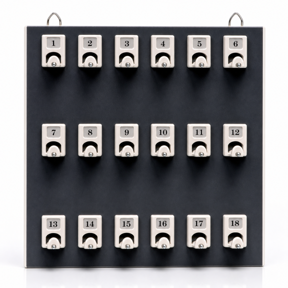 Key Rack With 18 Numbered Hooks For Home And Business Organization