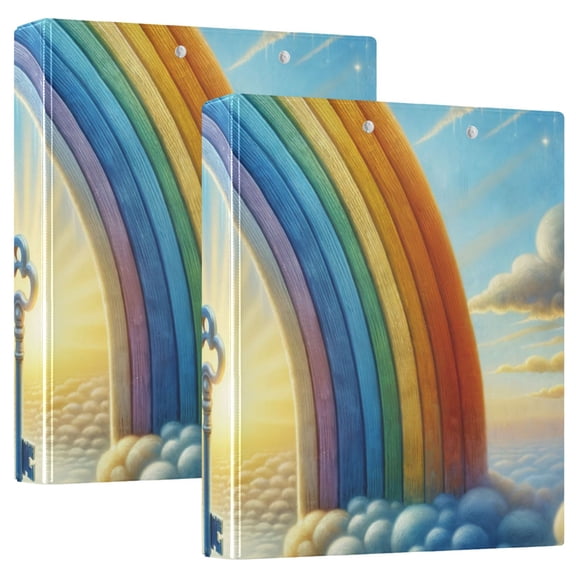 Key Rainbow 3 Ring Binders 1.5 inch Hardcover File Folders with Interior Pockets A4 Size Organizer for School Office Hospital