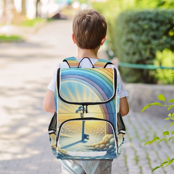 Key Rainbow Backpack Big Laptop Backpack Casual Daypack Quilted Large Capacity Large Bookbags