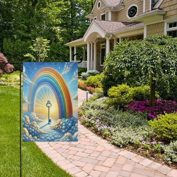 Key Rainbow Garden Flag Double Sided 12 x 18 Inch Outside Yard Decoration Outdoor Flag