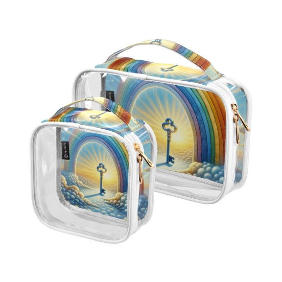 Key Rainbow Makeup Bags Set Travel Toiletry Bags Portable Cosmetic Bags Organizer Waterproof 2 Packs