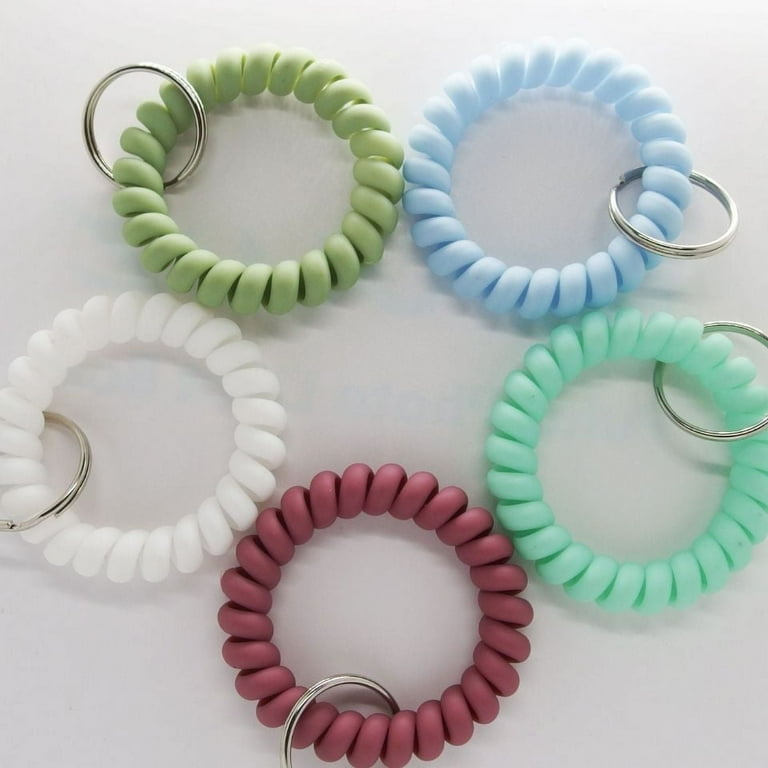 Key Ring Bracelet Spiral Wrist Coil Keychain Elastic Holder