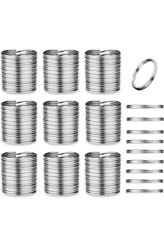 Key Ring Keychain Metal Silver Round Split Rings Connectors for Keys