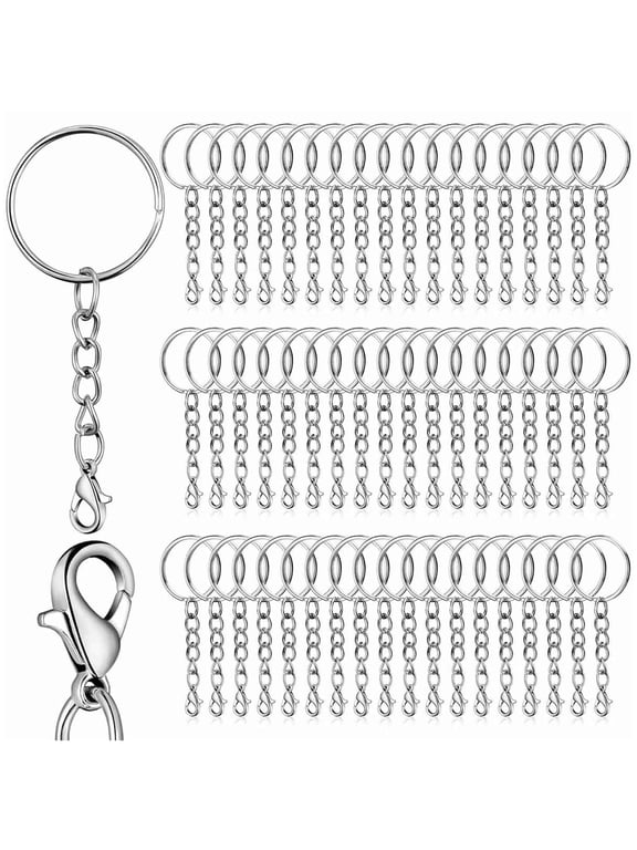 Key Ring with Chain,25mm Key Rings,Key Chains for Crafting,100 Pieces of Key Chains for Crafting,DIY Key Chains for Key Crafts