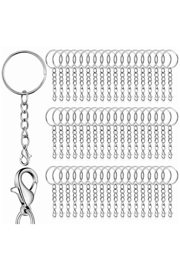 Key Ring with Chain,25mm Key Rings,Key Chains for Crafting,100 Pieces of Key Chains for Crafting,DIY Key Chains for Key Crafts