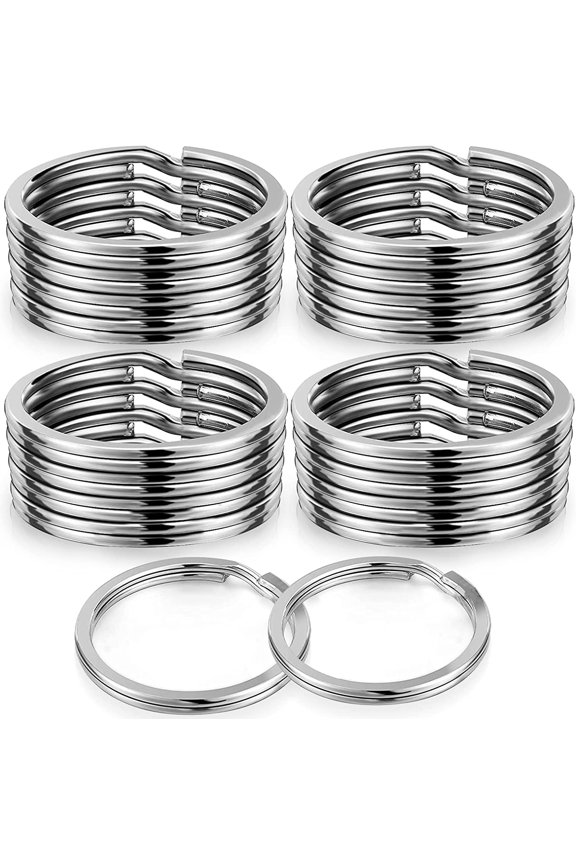 Key Rings,25mm 20 PCS Split Key Ring,Metal Flat Round Key Chain,Connector Rings for DIY Tag Making Jewelry Car Key