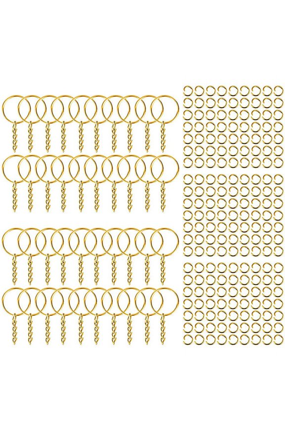 Key Rings Chains Golden Polished DIY Handcraft Metal Key Rings with Chain for Travel