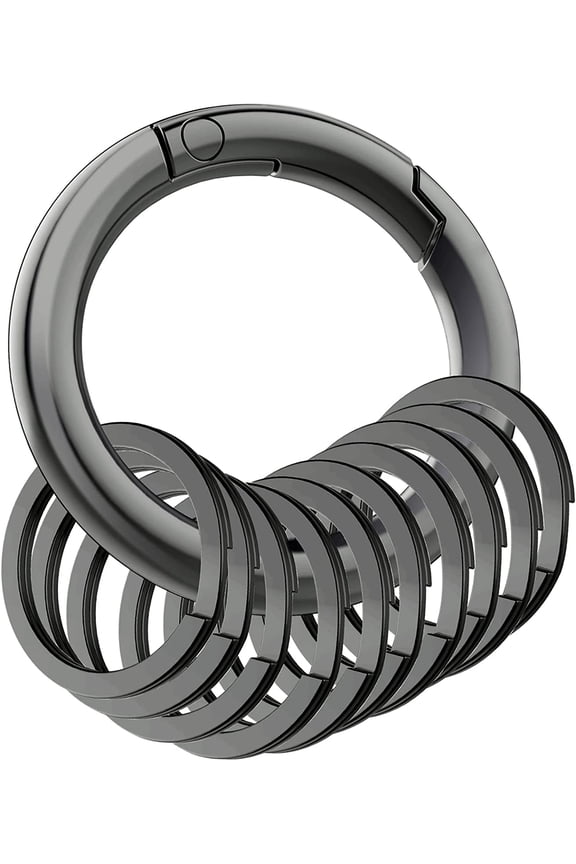 Key Rings Flat Split Keychain Bulk 1.18 Inch/30mm Heavy Duty Strong Keyring with 60mm Circle Ring Clip