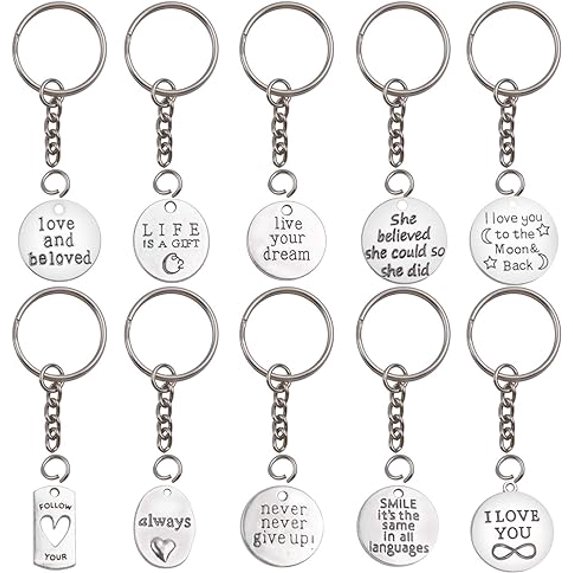 Key Rings Key Chain Set, 10 Pieces Metal Split Key Rings with Chain ...