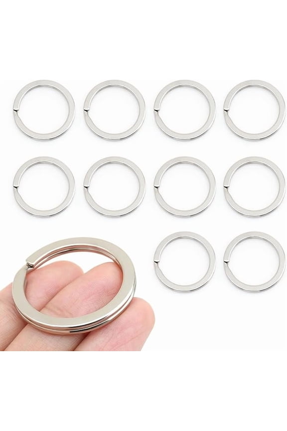 Key Rings Quality Keychain Rings Metal Flat Split Rings for Car Keys Attachment DIY Leathercraft 10pcs VTKR (1 1/8" (28mm) KR10, Silver)