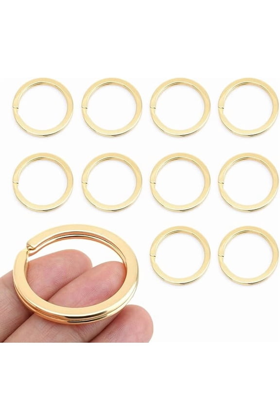 Key Rings Quality Keychain Rings Metal Flat Split Rings for Car Keys Attachment DIY Leathercraft 10pcs VTKR (1 3/16" (30mm) KR58, Gold)