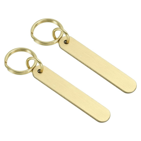 Key Rings for Keychains, 2Pcs 2 Inch Length Copper Strip Pure Brass Keychain