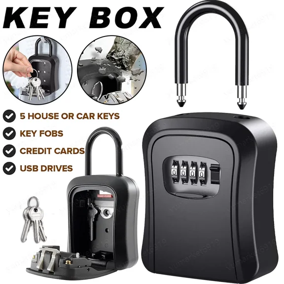 Key Safe 4-Digit Combination Lock Box Wall Mount Storage Safe Security Outdoor