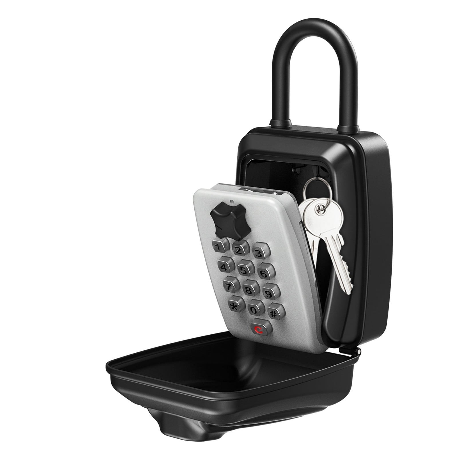 Key Safety Box 9-Digit Push-Button Combination Lock Outdoor Key Storage Box Resettable Code Key Box Waterproof Safe Deposit