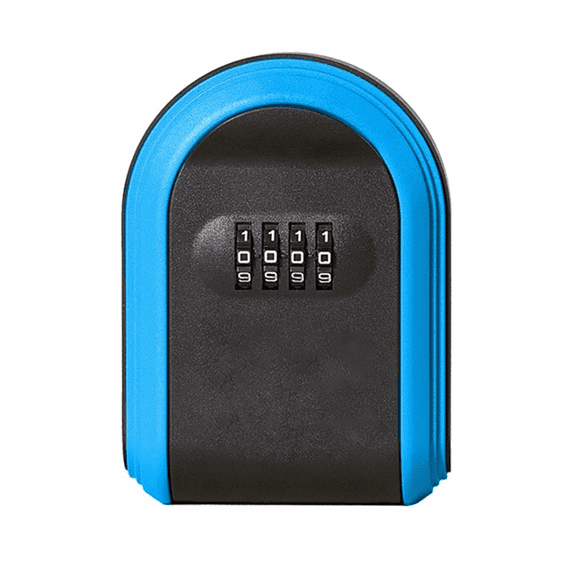 Key Safe Box Weatherproof 4 Digit Combination, Black & Blue