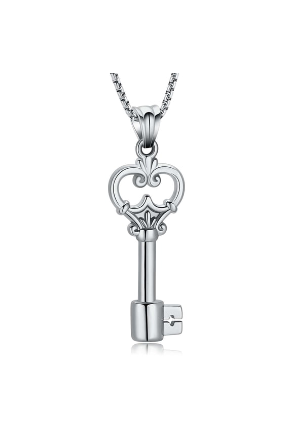 Key Shape Cremation Urn Necklace for Ashes Key & Heart Cremation Necklace Stainless Steel Urn Jewelry for Human / Pet Ashes Memorial Jewelry Keepsake Gifts for Women Men