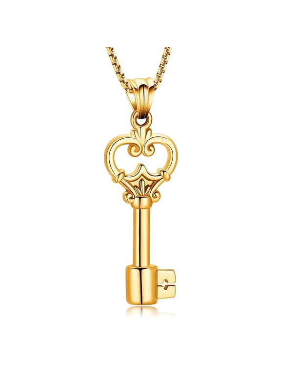 Key Shape Cremation Urn Necklace for Ashes Key & Heart Cremation Necklace Stainless Steel Urn Jewelry for Human / Pet Ashes Memorial Jewelry Keepsake Gifts for Women Men