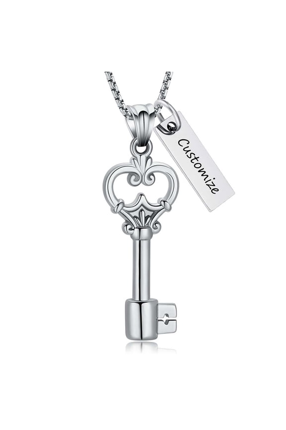Key Shape Cremation Urn Necklace for Ashes Key & Heart Cremation Necklace Stainless Steel Urn Jewelry for Human / Pet Ashes Memorial Jewelry Keepsake Gifts for Women Men