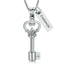 Key Shape Cremation Urn Necklace for Ashes Key & Heart Cremation Necklace Stainless Steel Urn Jewelry for Human / Pet Ashes Memorial Jewelry Keepsake Gifts for Women Men