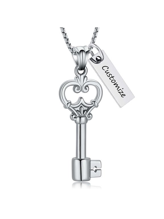 Key Shape Cremation Urn Necklace for Ashes Key & Heart Cremation Necklace Stainless Steel Urn Jewelry for Human / Pet Ashes Memorial Jewelry Keepsake Gifts for Women Men