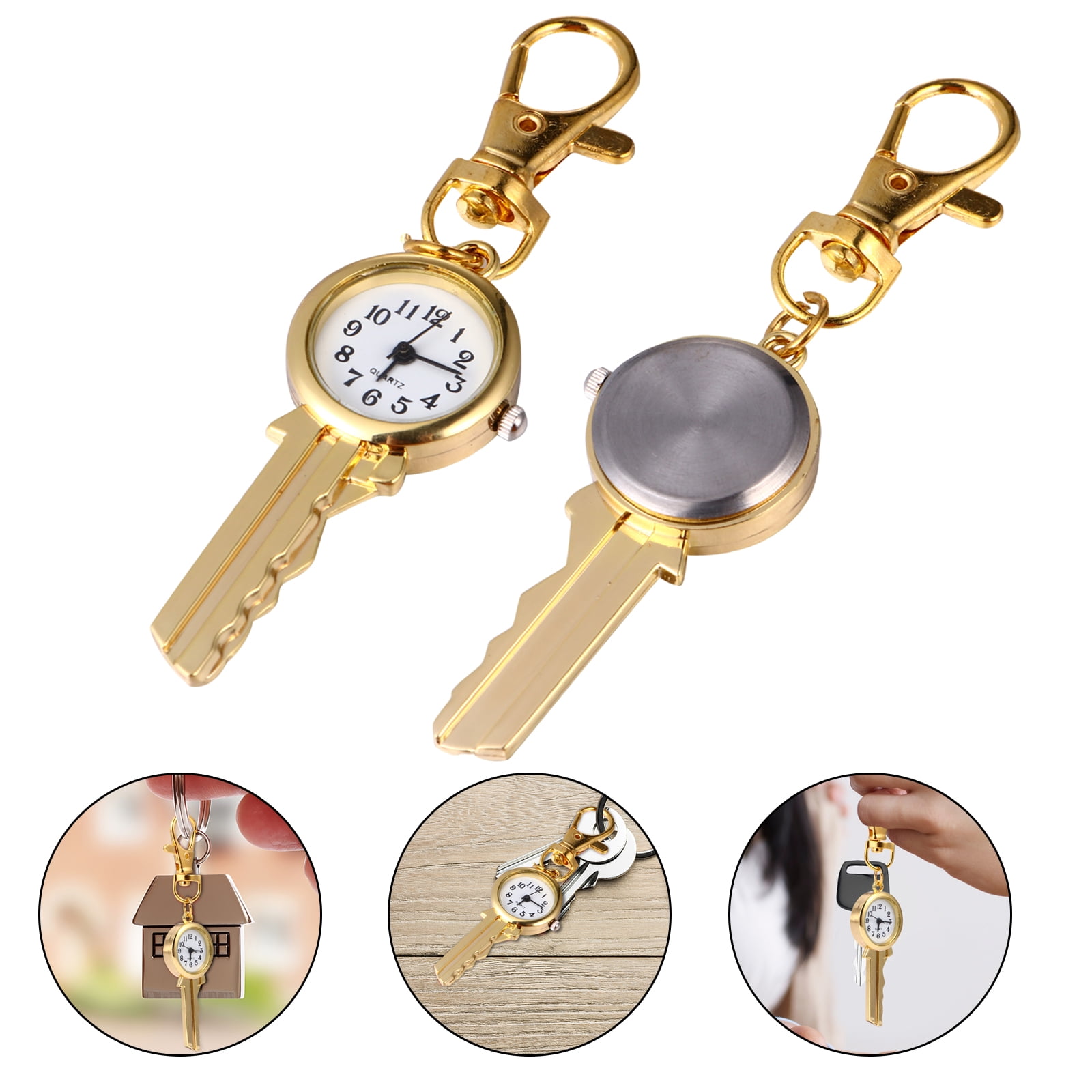 Key Shaped Pocket Watch with Clip for Kids and Students - Keychain ...